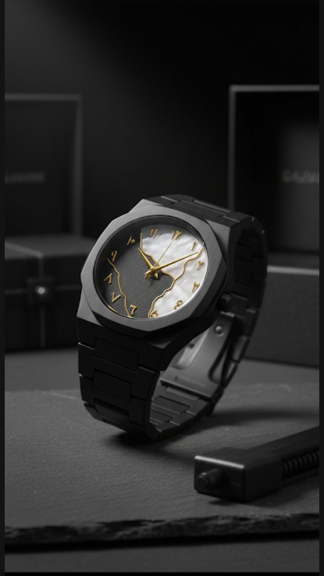 Black/White Arabic Dial Watch